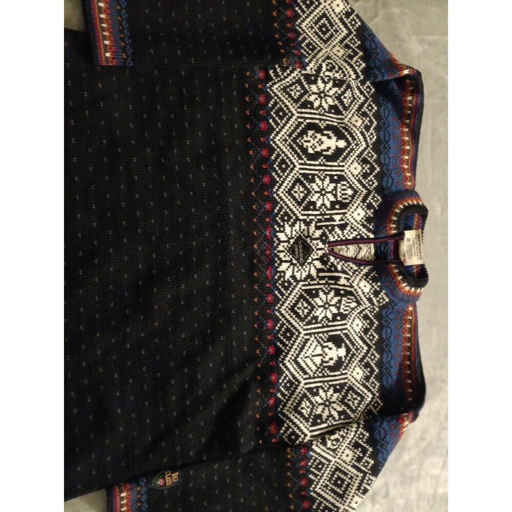 VTG Dale of Norway Norge 2000 Wool Quarter Zip Sweater Men's L Fair Isle Nordic - Picture 6 of 12